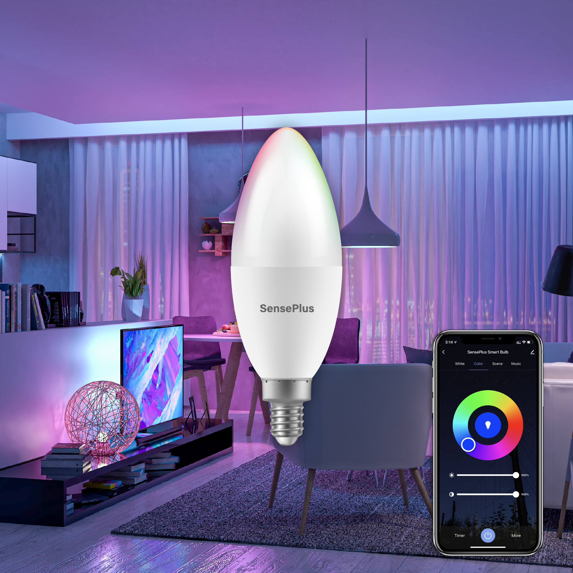 SensePlus LED 彩光燈泡 (E14)