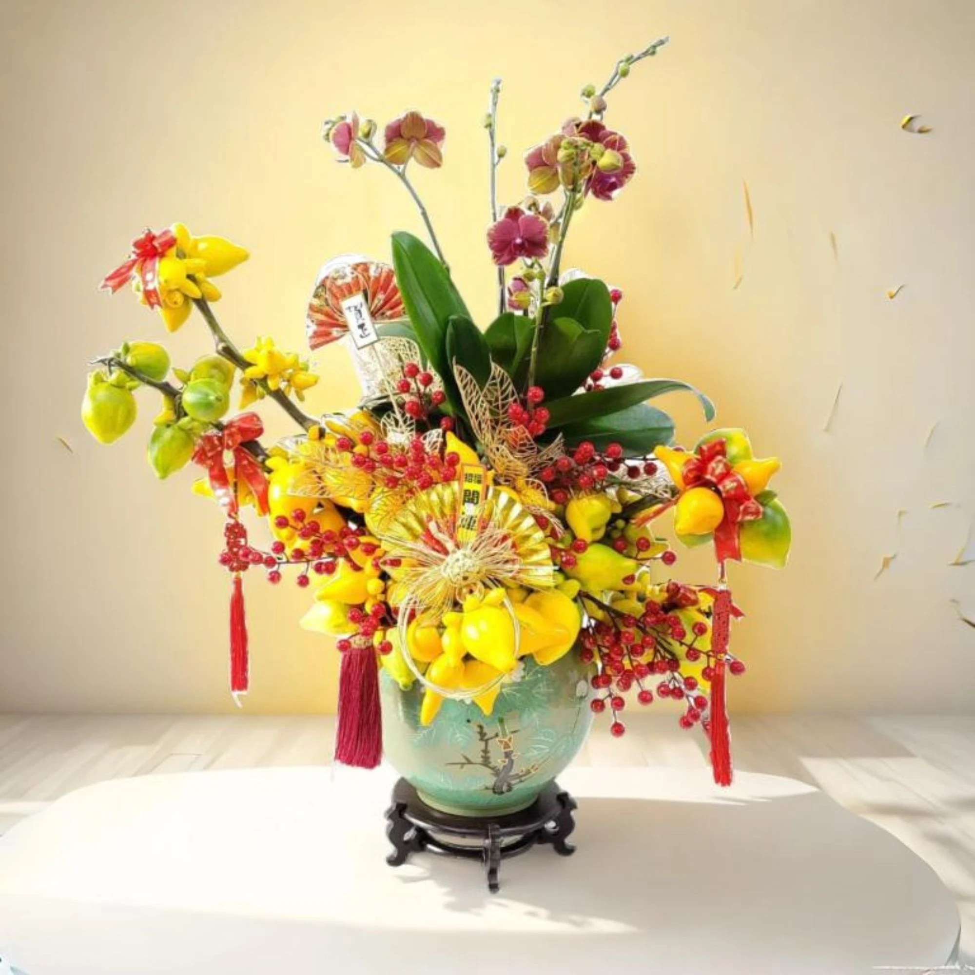 Grand Floral & Gift Shop 格蘭花店 五福臨門 五代果及小品蝴蝶蘭2棵 [GF00313] 蘭花 辦公室枱花 大堂枱花 ...