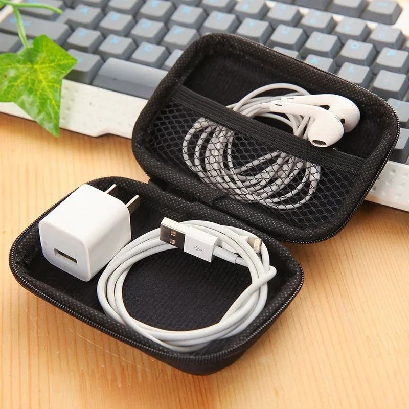 JINWELL [Rectangle] Zipper data cable earphone storage bag storage box ...