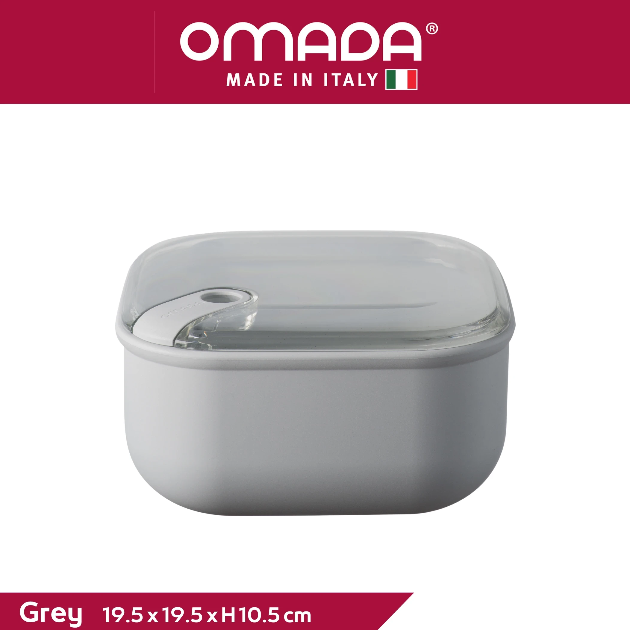 Omada Pull Box square flat container 2lt - grey | YOHO