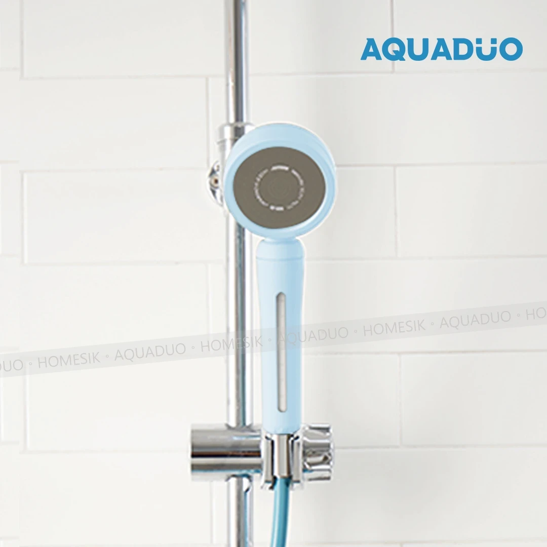 AQUADUO SF-580 Handheld Shower Head With Filter - High Pressure, Stainless Steel, Made In Korea