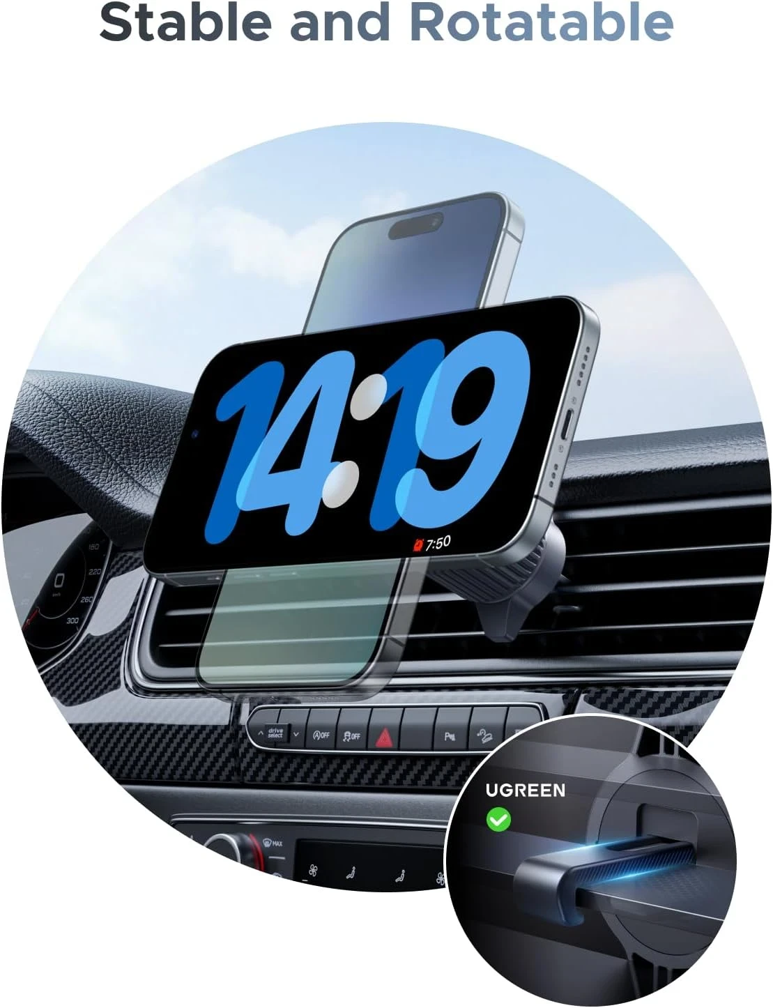 Image of UGREEN W758-55967 QI2.2 25W MagFlow 無線 Magsafe 車用充電器