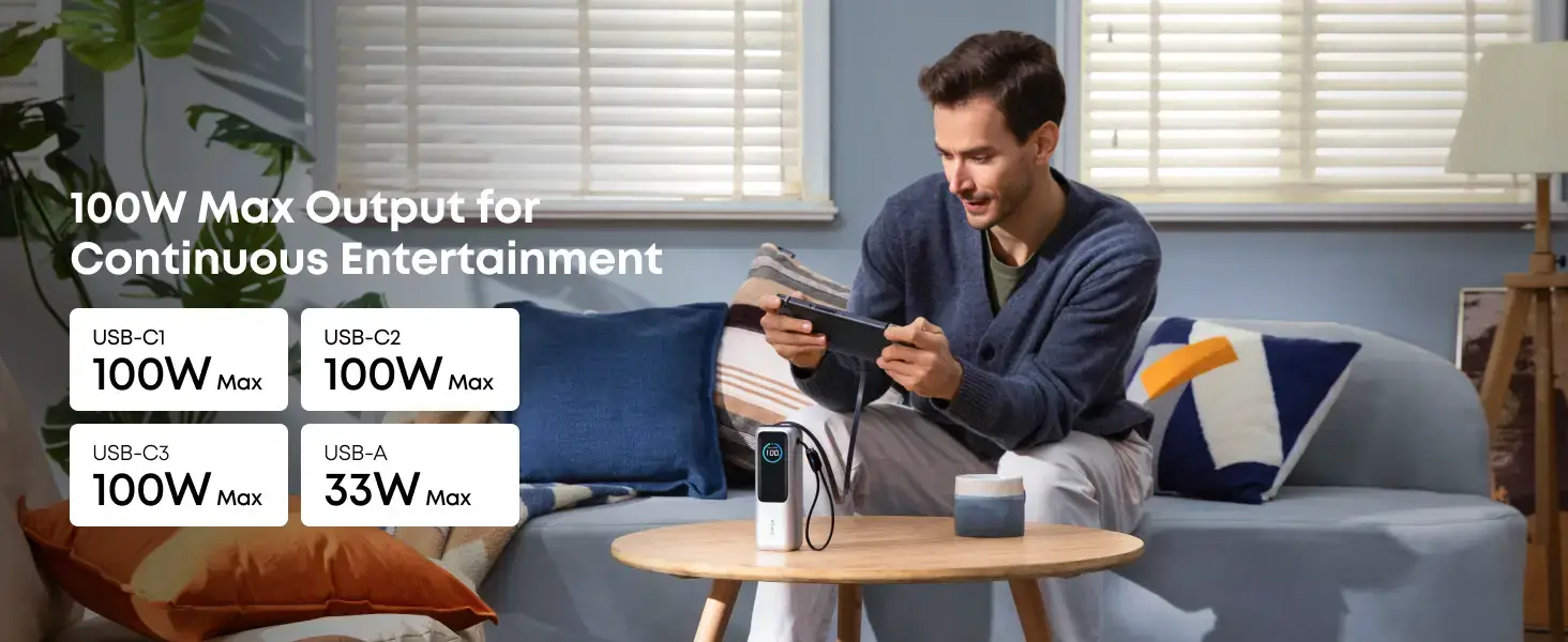 Image of Anker A1695 Power Bank (25K, 165W, Built-In and Retractable Cables)