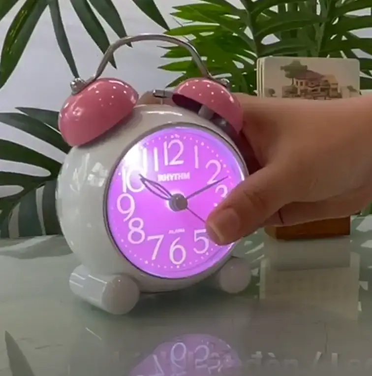 Rhythm Clock SUPER BELL ALARM CLOCKS CRA860NR13 Plastic Pink