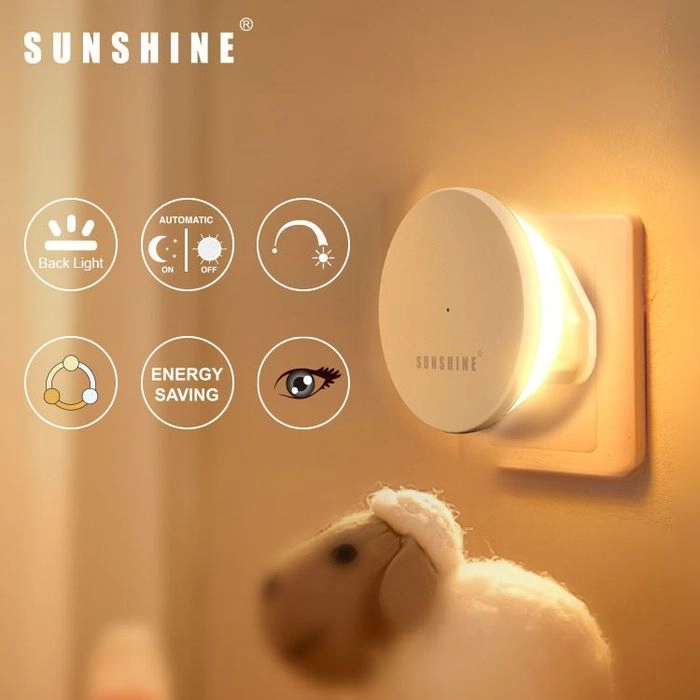 SUNSHINE 陽光照明 LED圓型背光光感小夜燈 三色溫白光黃光米光 13A插座通電 光感控制 感應燈 (LNH-W) | 友和 YOHO