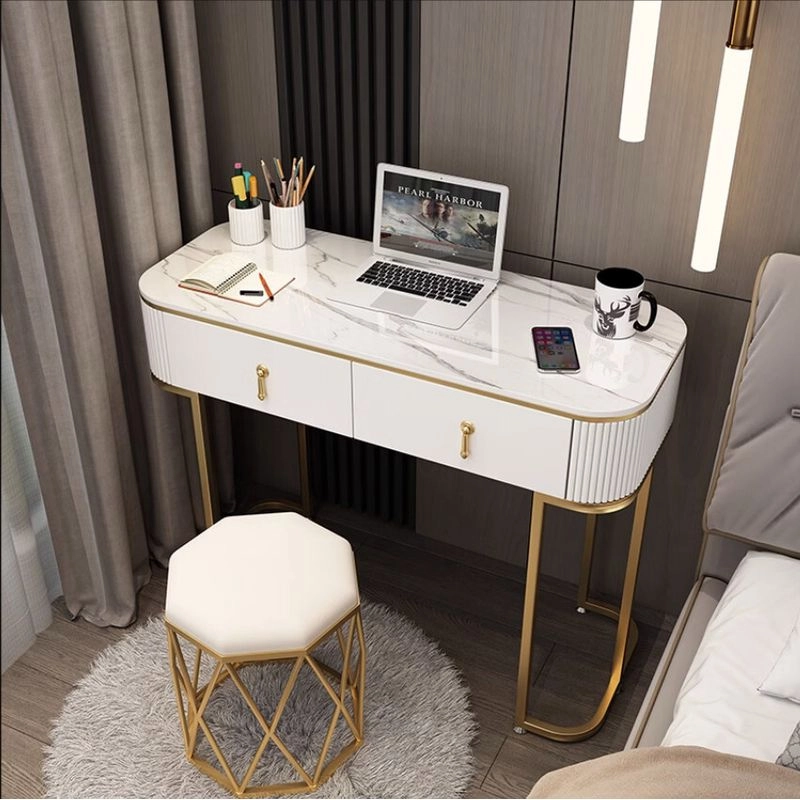 Dadadi Light Luxury Rock Slab Desk Bedroom Computer Desktop (White 70 ...