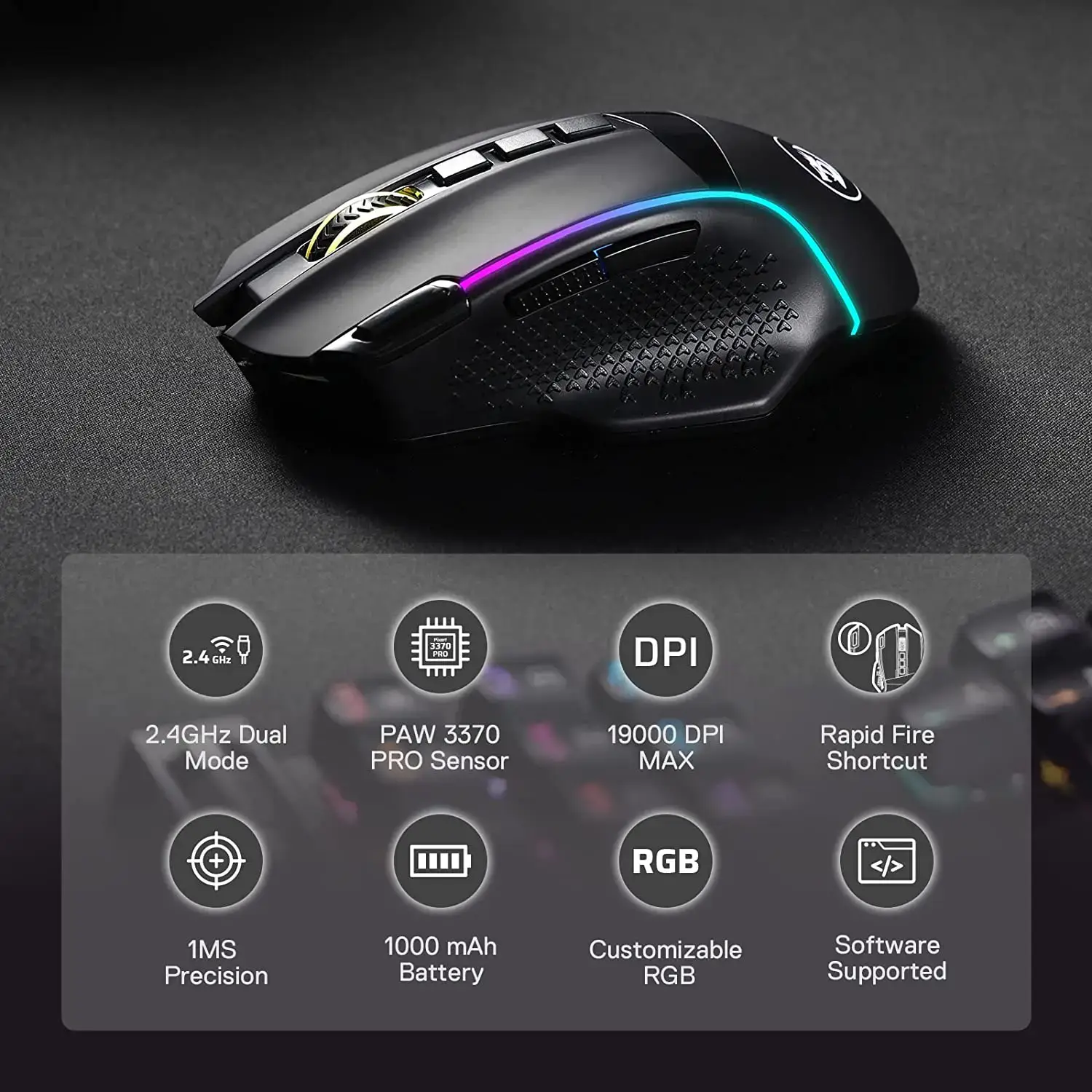 Image of Redragon M991 19000 DPI 旗艦無線靜音遊戲滑鼠 [香港行貨]